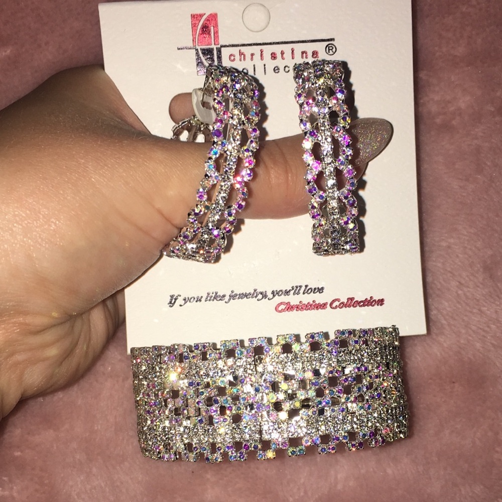 Crystal bracelet and earrings